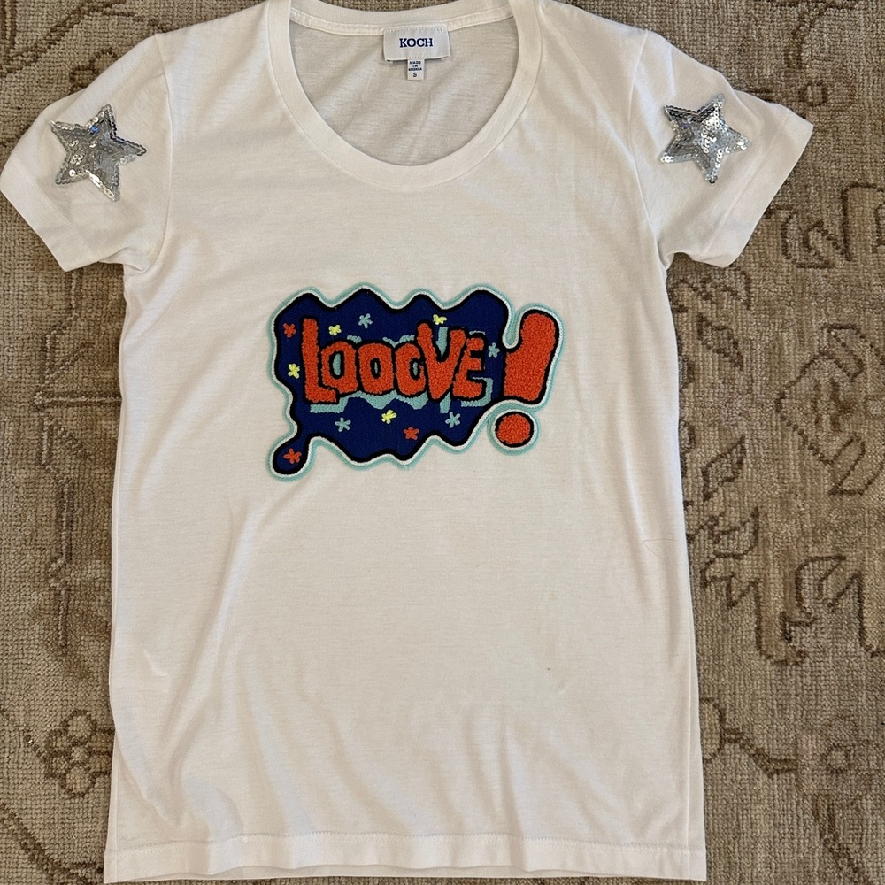Koch White Tee with Star Accents